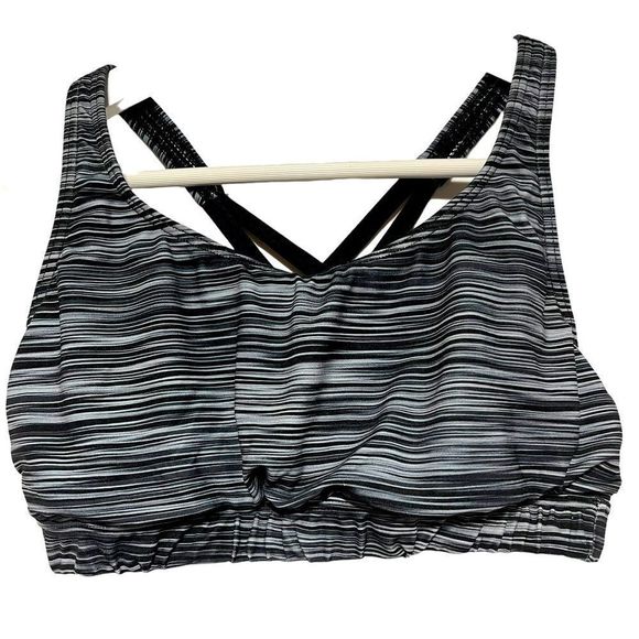 TYR Black/Gray Cross Back Sports Bra Large 10/12 - Picture 1 of 14